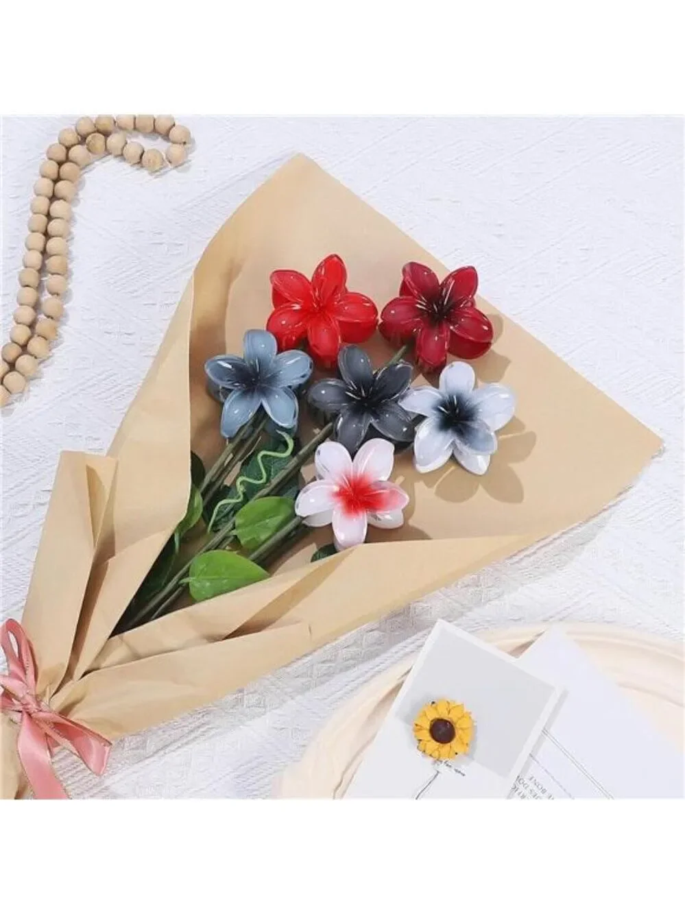 Flower Hair Clips 6 PCS Large Claw Clips for Thick Thin Hair Summer Vacation Gir